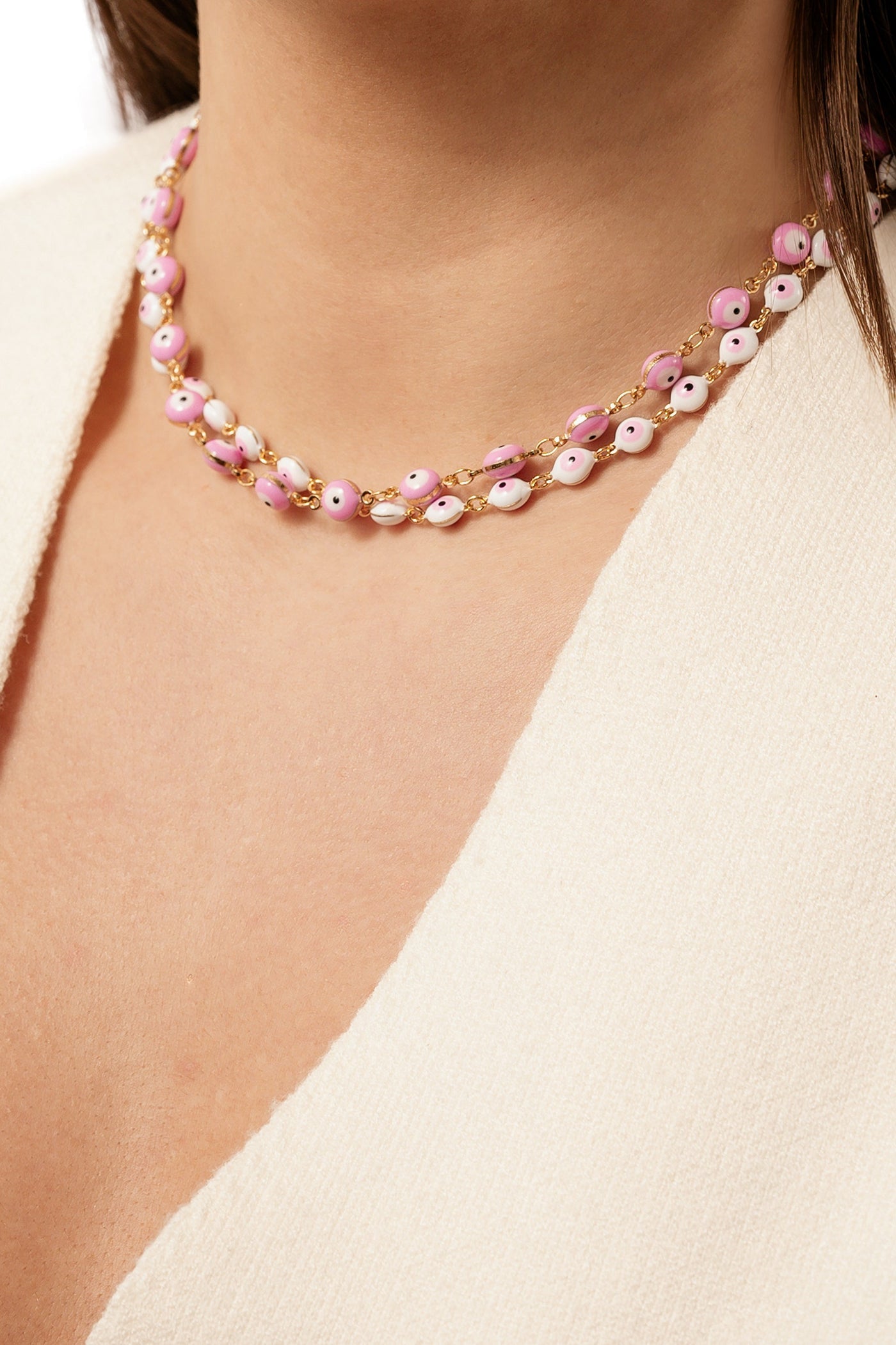 Nazar evil Eye Necklace Pink