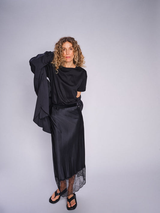 MMBias Satin Lace Skirt