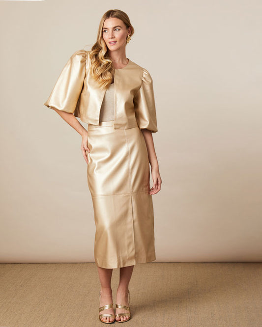Christine PU Bolero Jacket Gold
