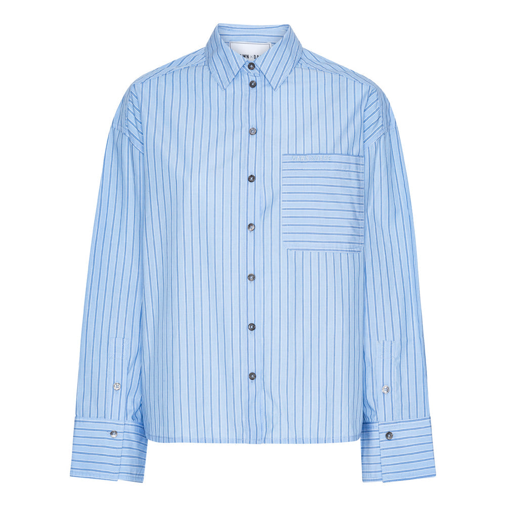 Abbie Striped Cropped Shirt Sky