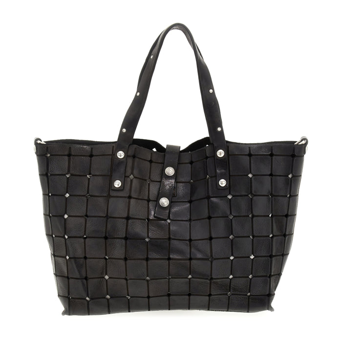 C000290ND Lacer Cut Leather Tote Bag Black