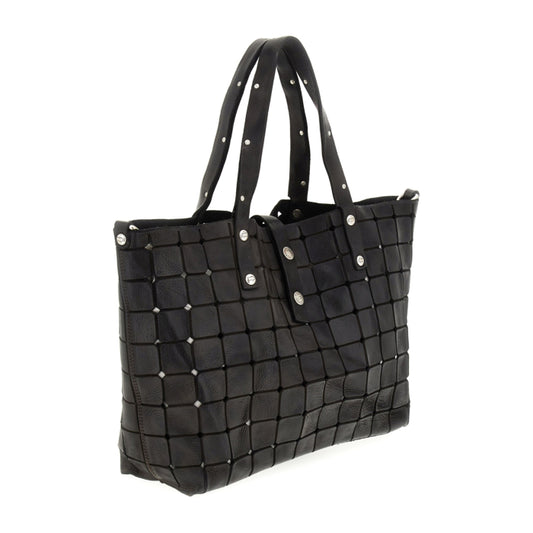 C000290ND Lacer Cut Leather Tote Bag Black
