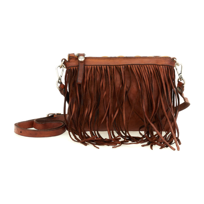 C034430ND Small Fringed Crossbody Bag Cognac