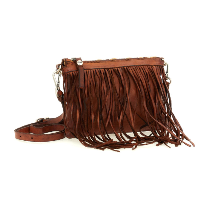 C034430ND Small Fringed Crossbody Bag Cognac