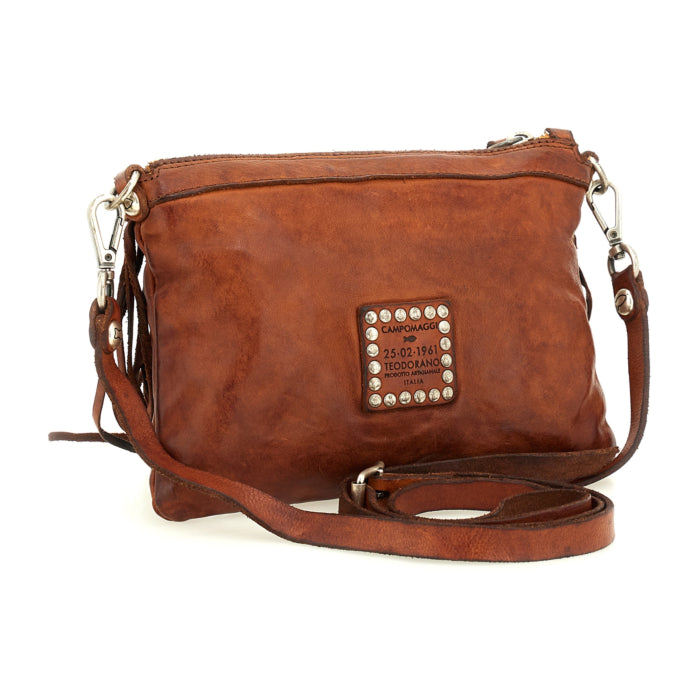 C034430ND Small Fringed Crossbody Bag Cognac