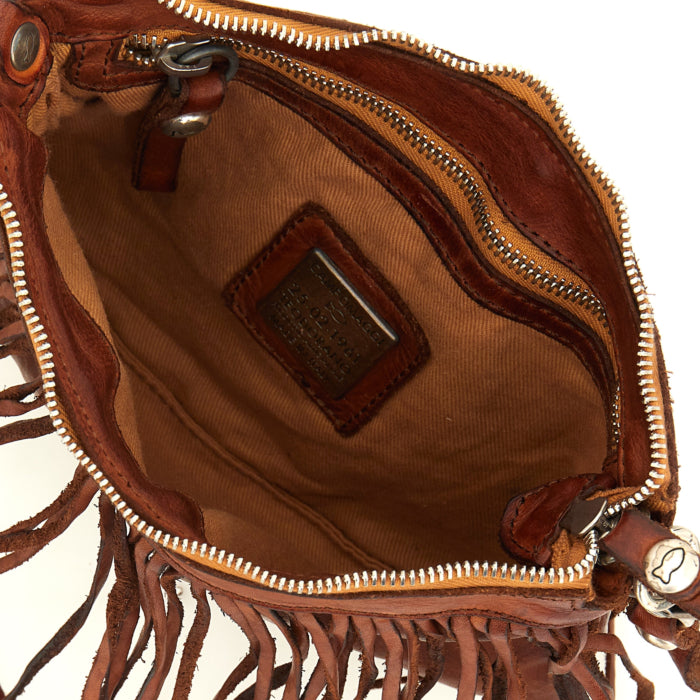 C034430ND Small Fringed Crossbody Bag Cognac