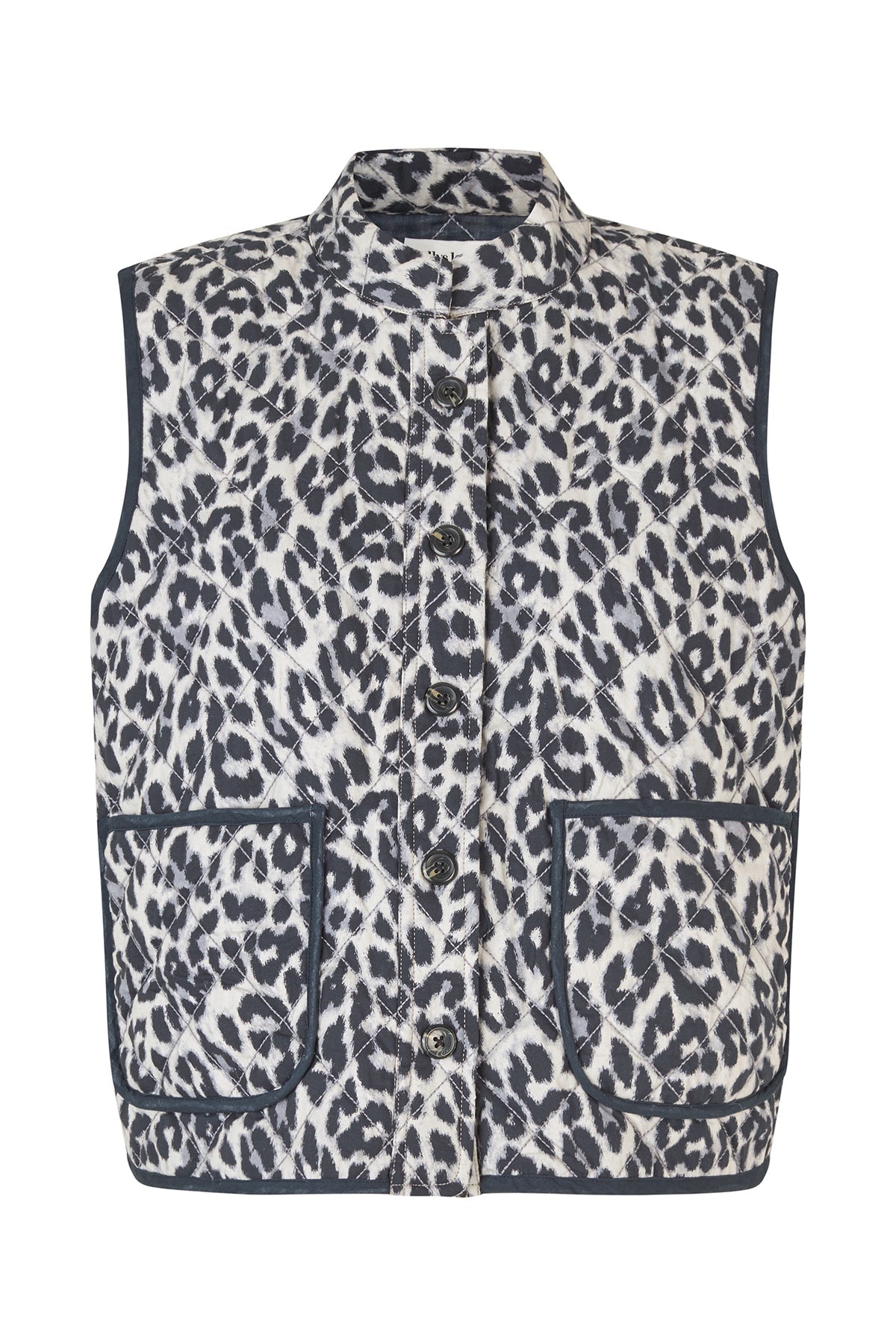 CairoLL Quilted Leopard Print Vest Black