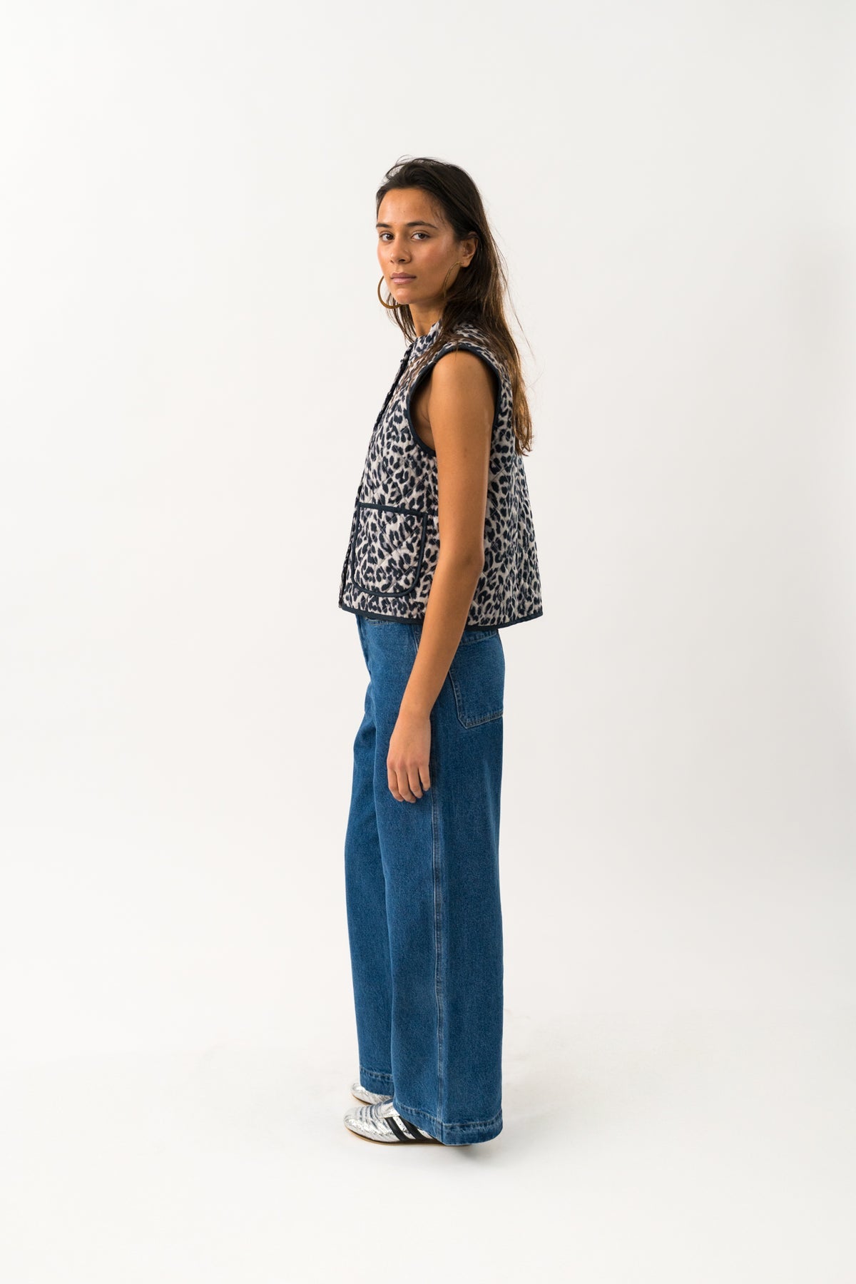 CairoLL Quilted Leopard Print Vest Black