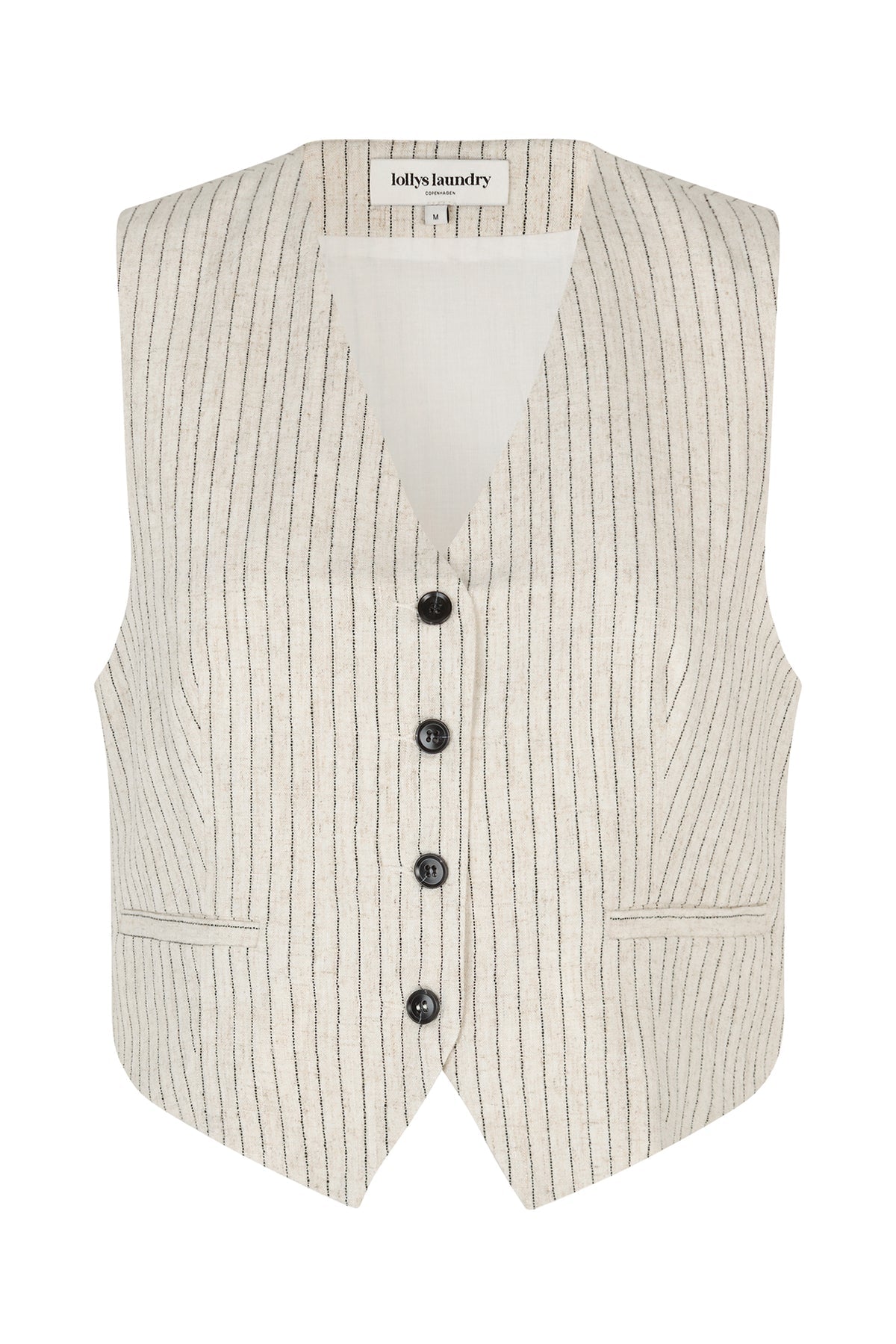 TorinoLL Linen Pin Striped Vest Creme