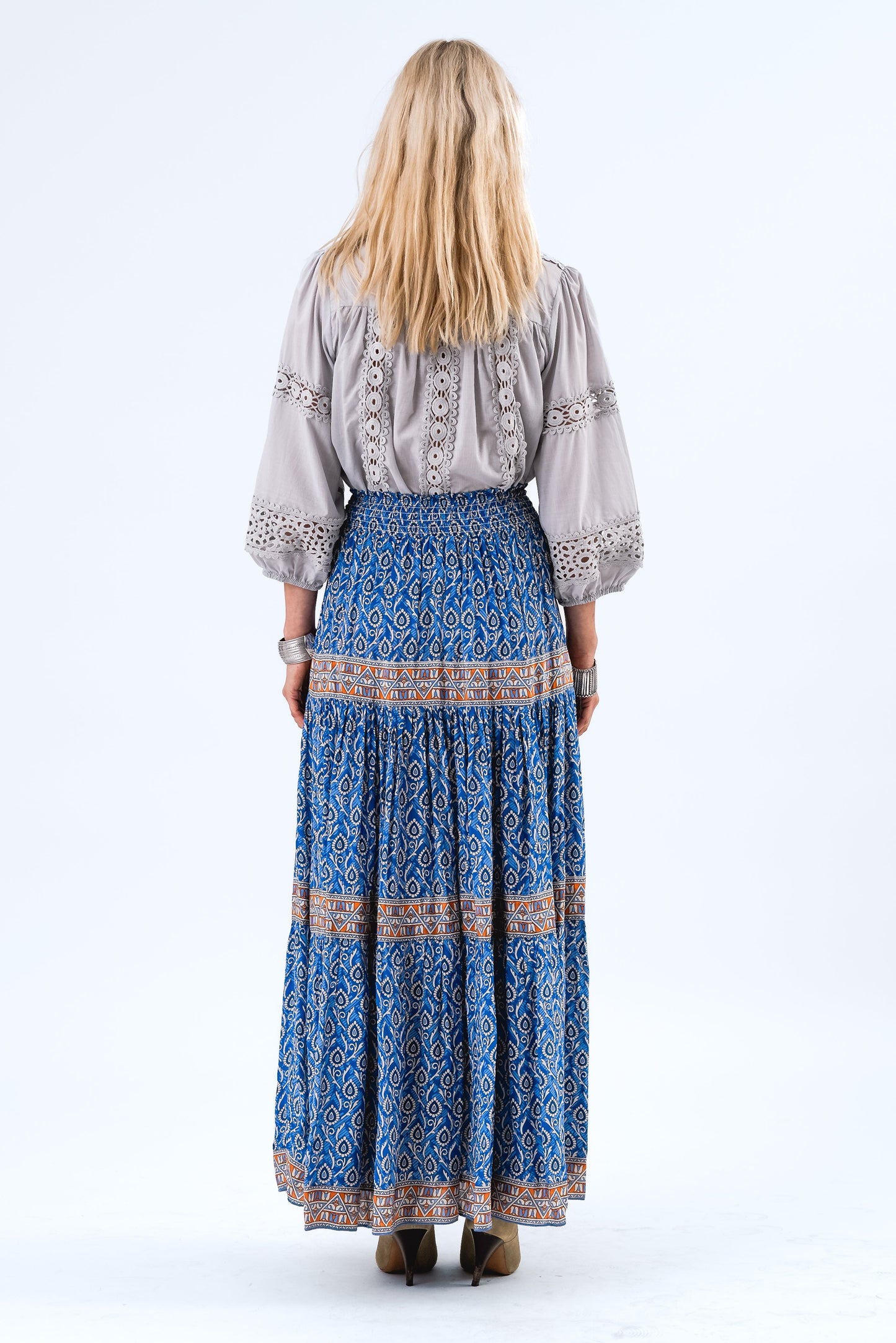 DiamondLL Printed Maxi Skirt Blue