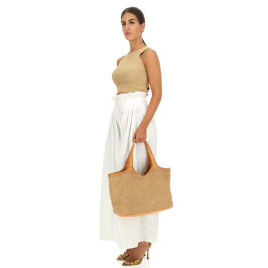 40942ND Straw Shopper Bag Beige