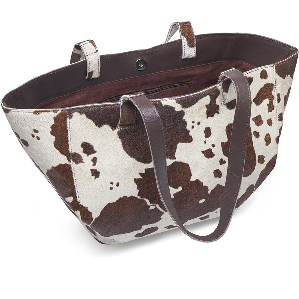 16444 - Cowhide Small Shopper Brown Print