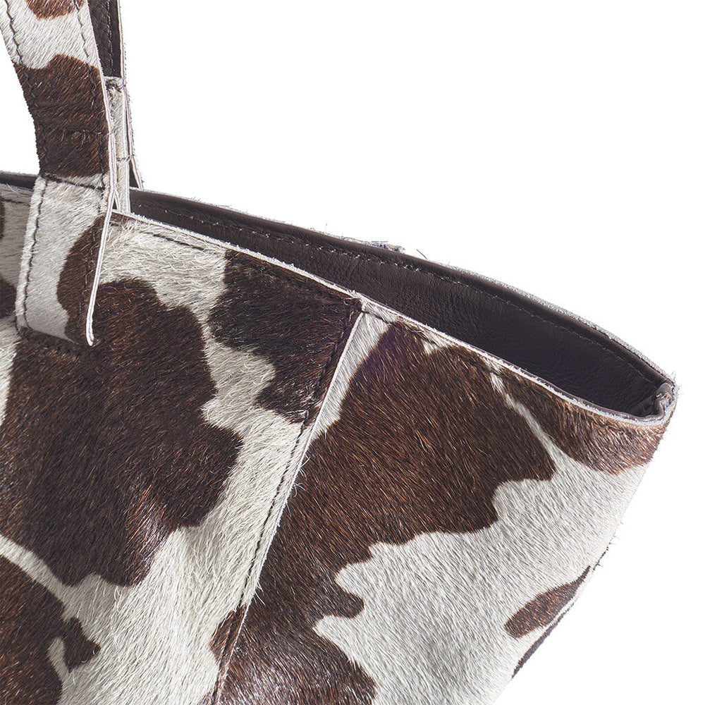 16444 - Cowhide Small Shopper Brown Print