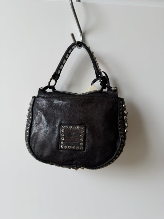Afrodite - Jewelled Italian Leather Statement Handbag Black