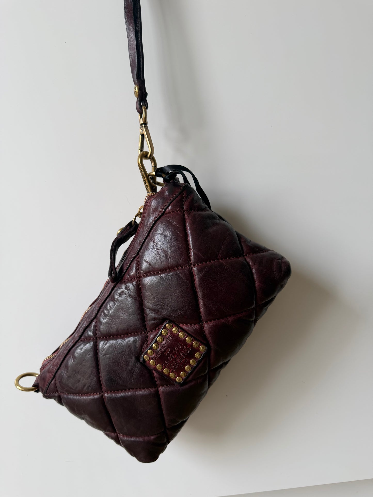 Greta - Cross Body Quilted Bags with Studs Wine