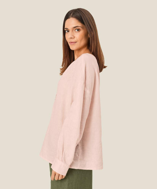 MaDashina Linen Blose Mauve Chalk