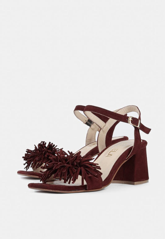 Mila Suede Block Heel Sandal Oxblood