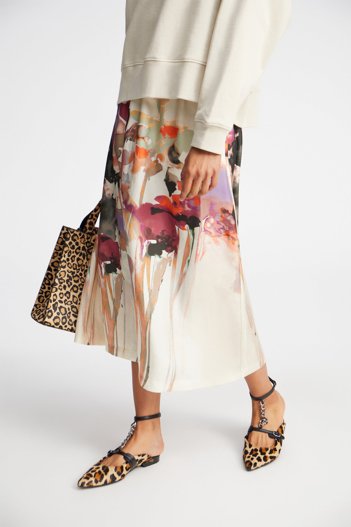 Aruma Printed Silk Skirt Sand