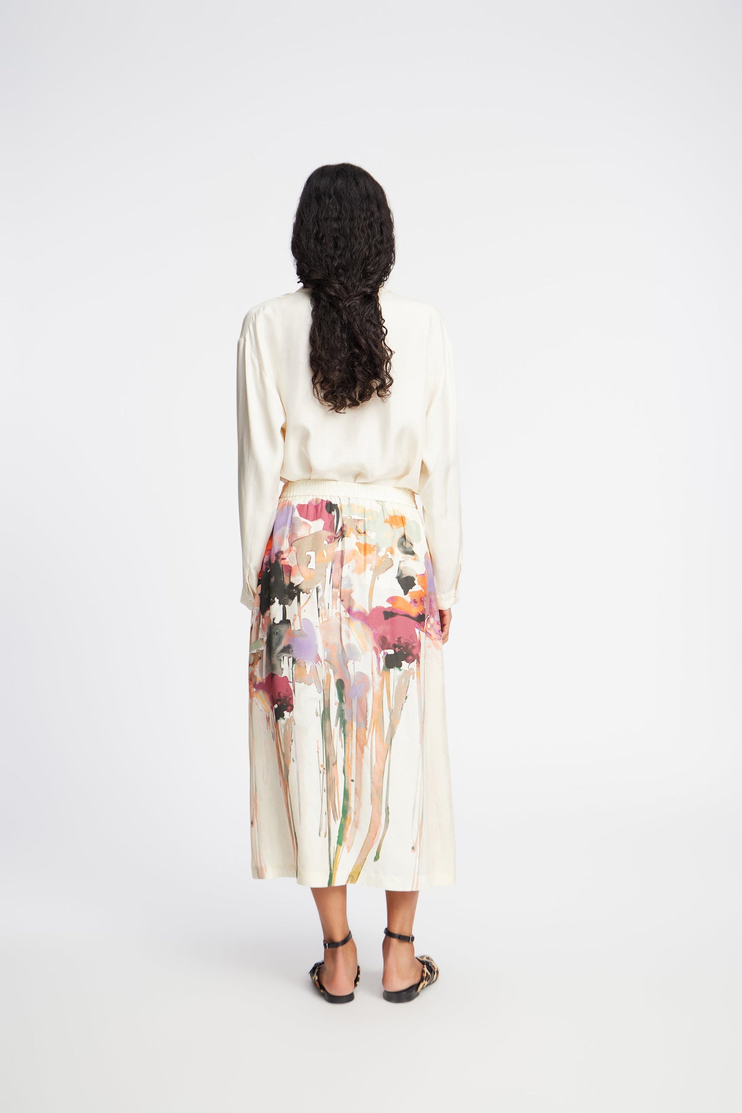 Aruma Printed Silk Skirt Sand