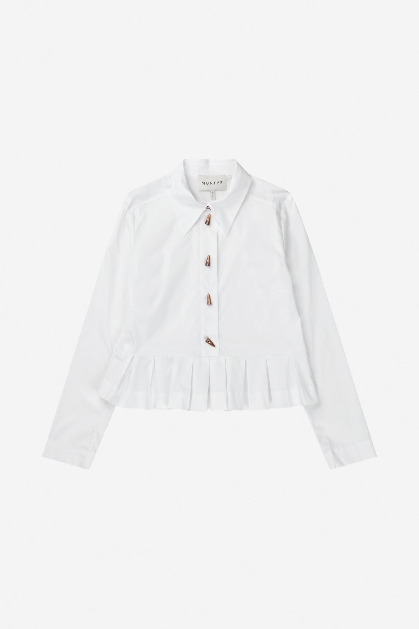 Lustona Peplum Shirt with Horn Buttons White