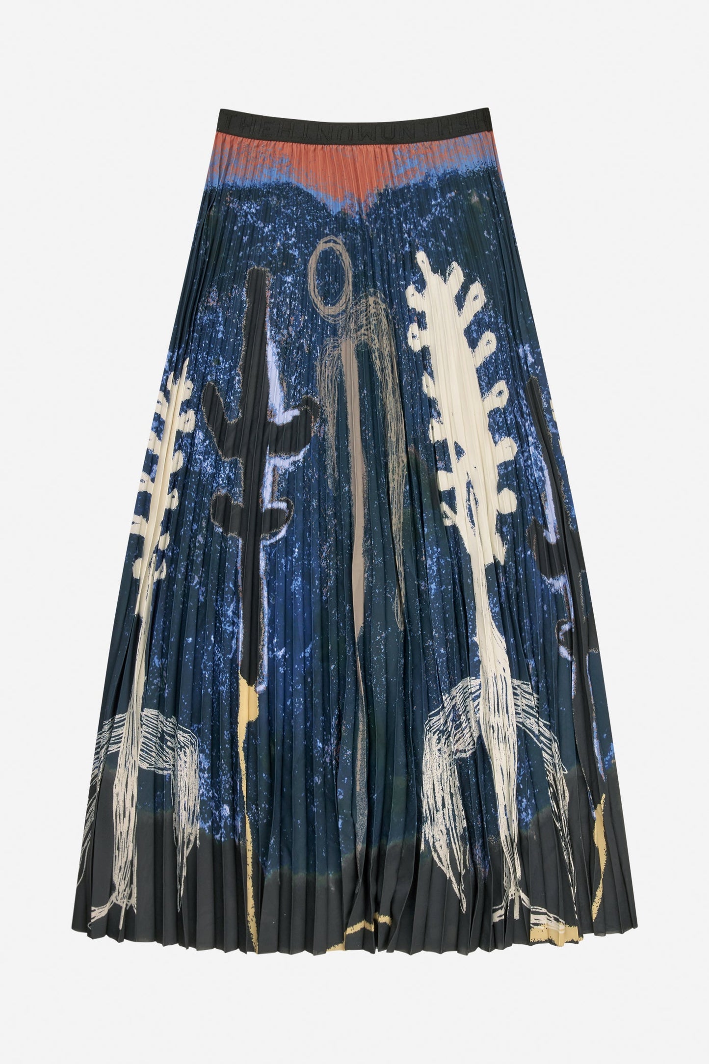 Taulla Printed Pleated Skirt Navy