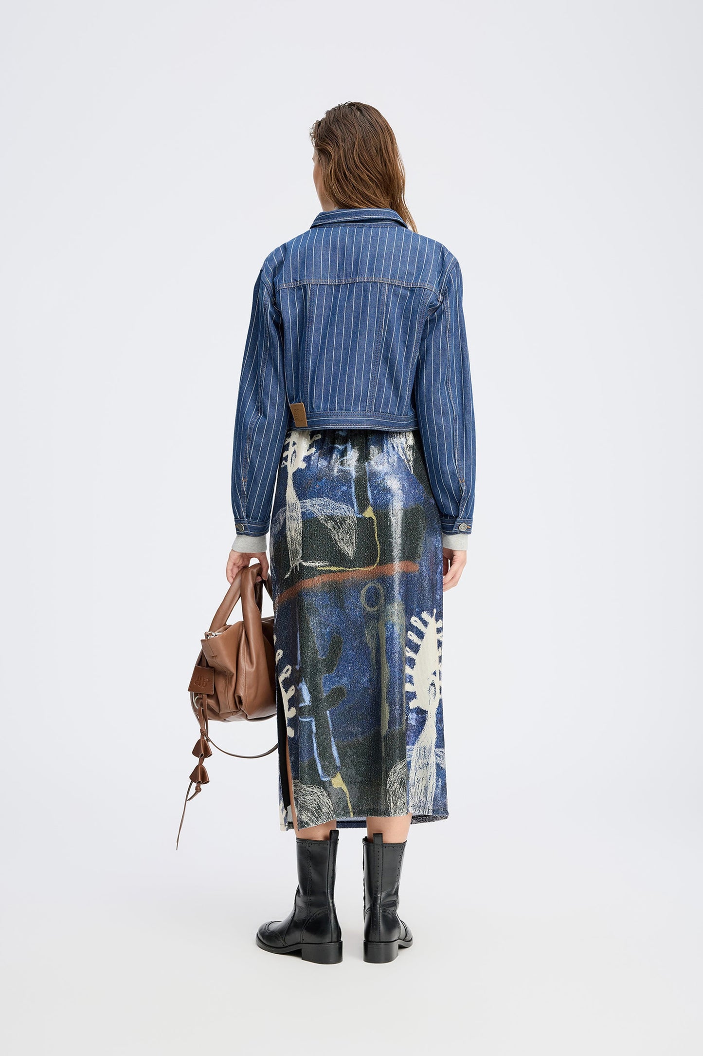 Lebane Sequin Printed Midid Skirt Navy