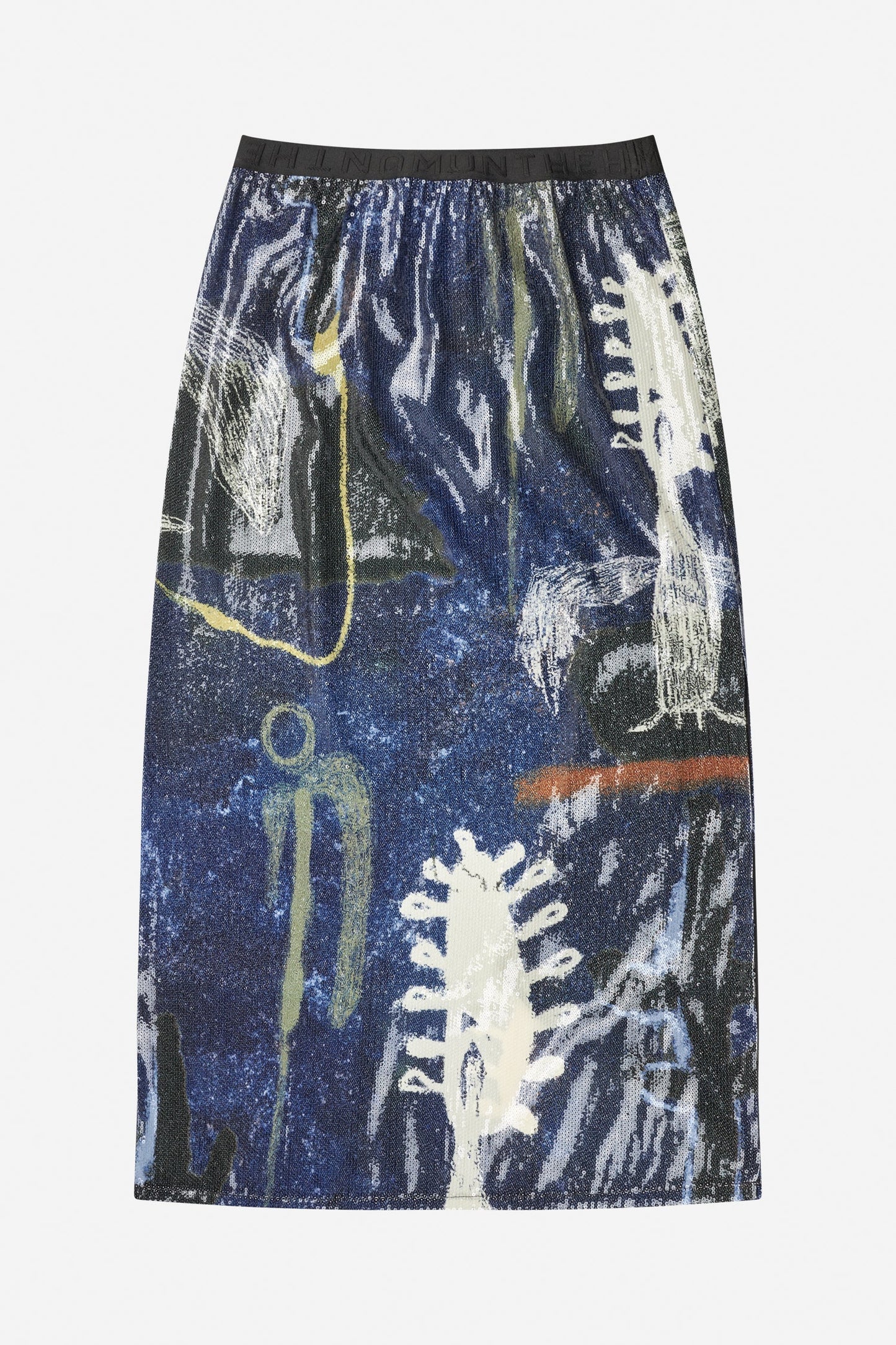 Lebane Sequin Printed Midid Skirt Navy