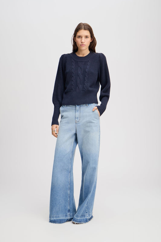 Lysta Classic Cable Knit With a Twist Navy