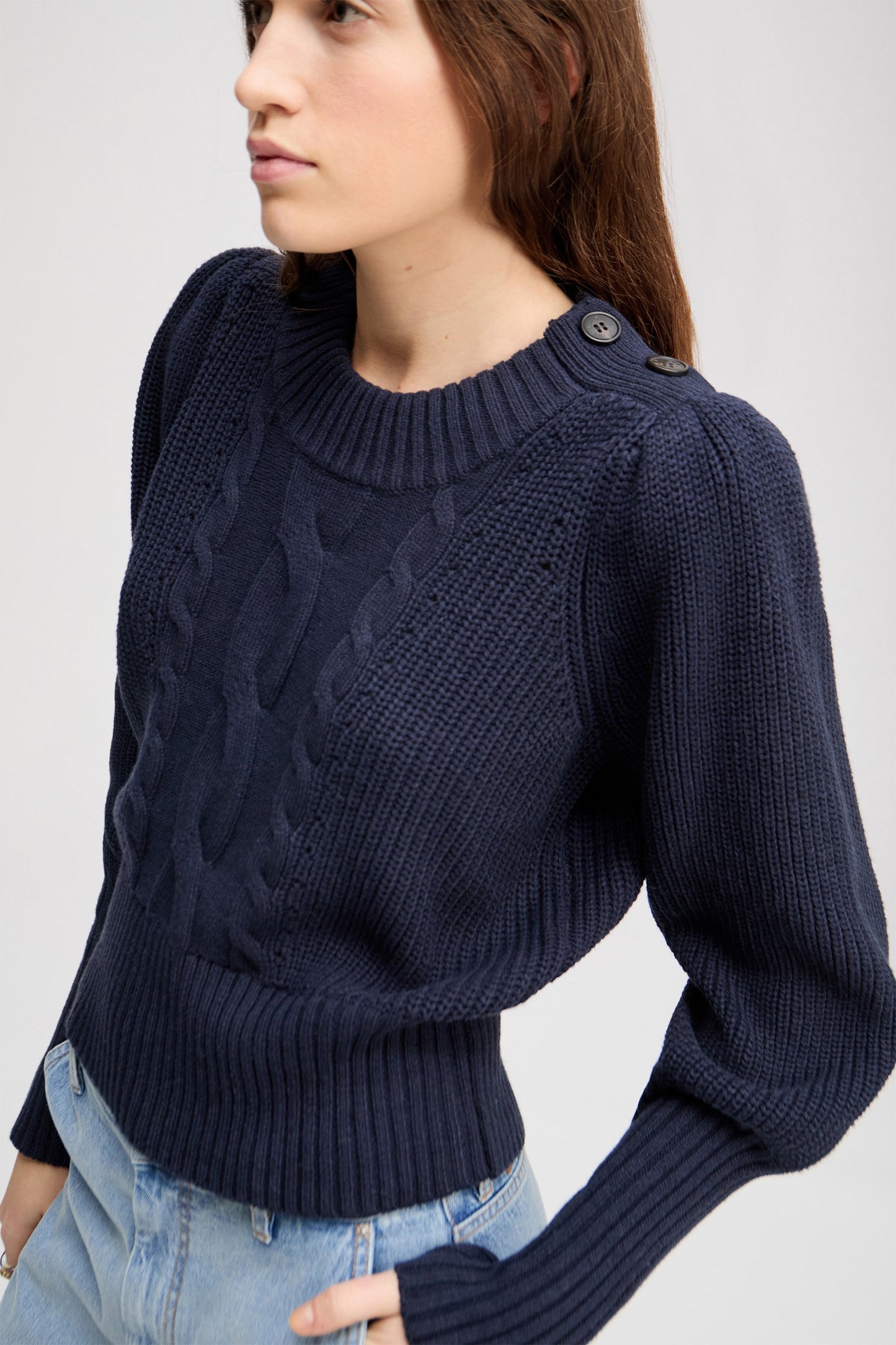 Lysta Classic Cable Knit With a Twist Navy