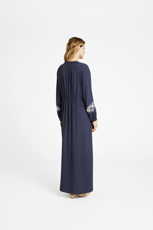 Hali. Maxi Dress with Embroidery Navy