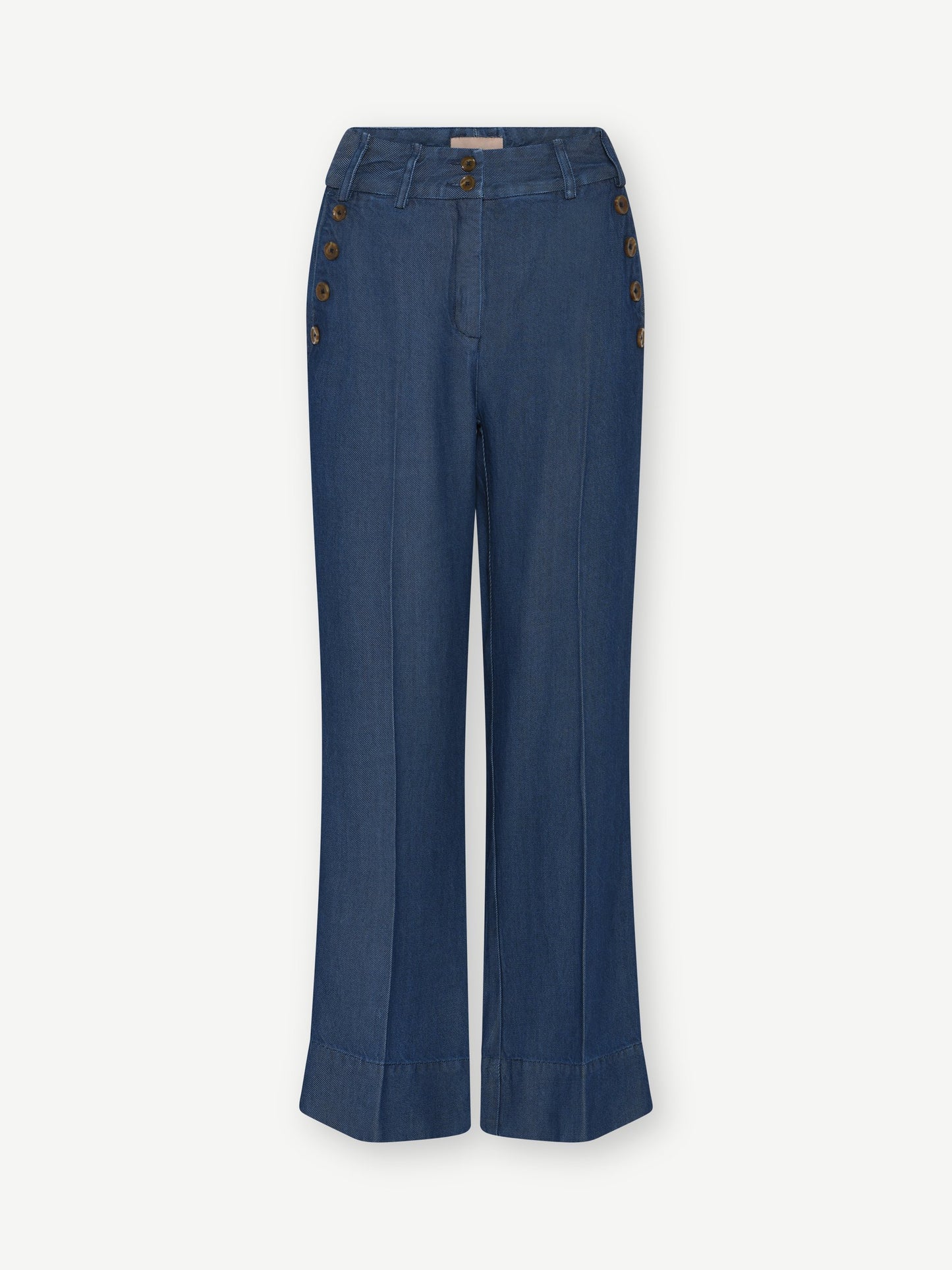 Cali Chambray Trouser with Button Detail Navy