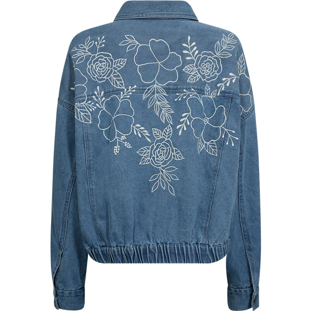 ClaireDE Denim Embroidery Jacket Blue