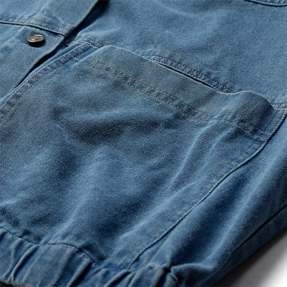 ClaireDE Denim Embroidery Jacket Blue