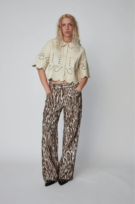 Pointelle Leather Shirt Almost White