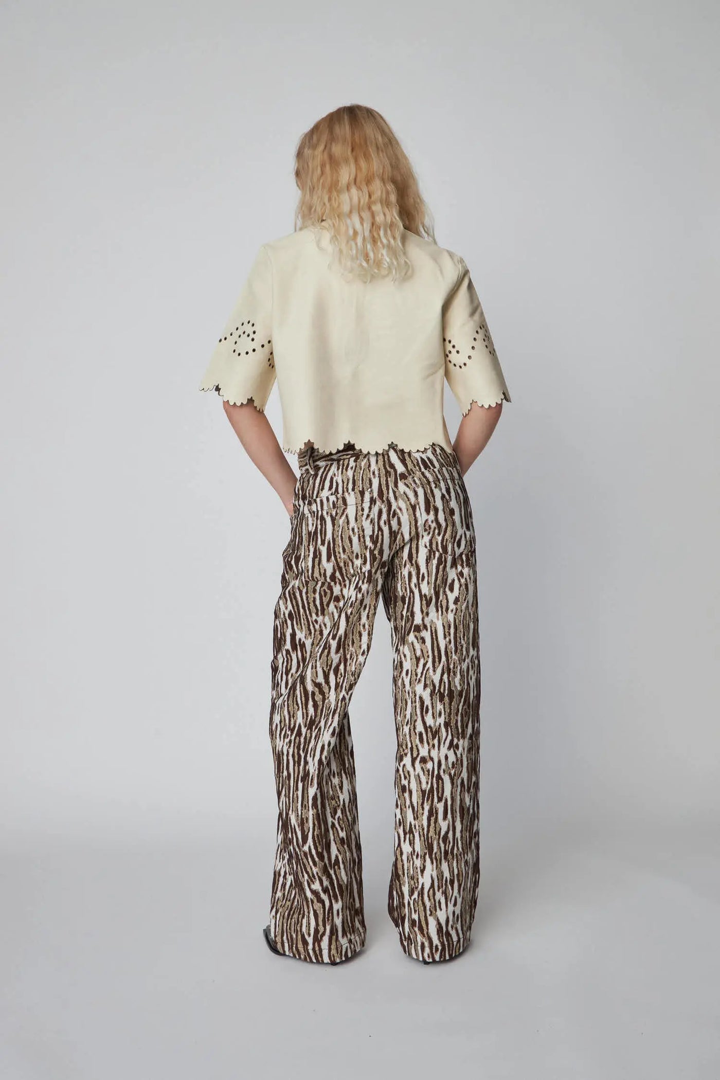 Pointelle Leather Shirt Almost White
