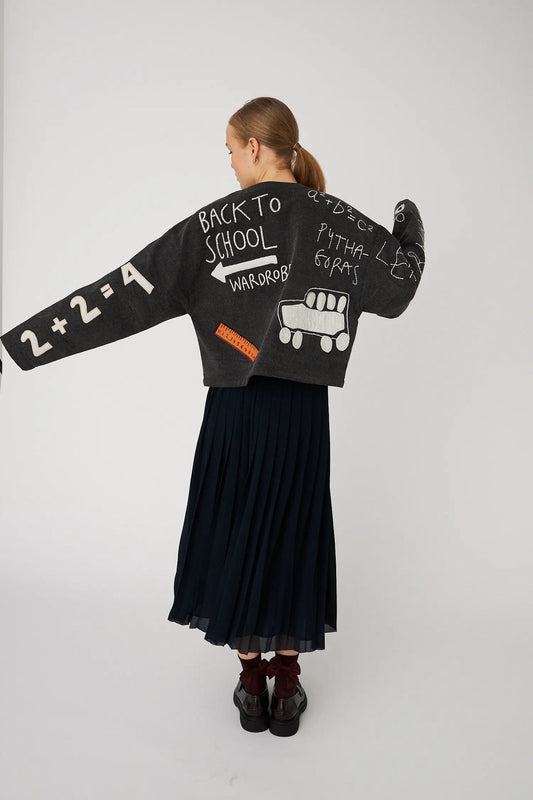 Plissé Midi Skirt Navy