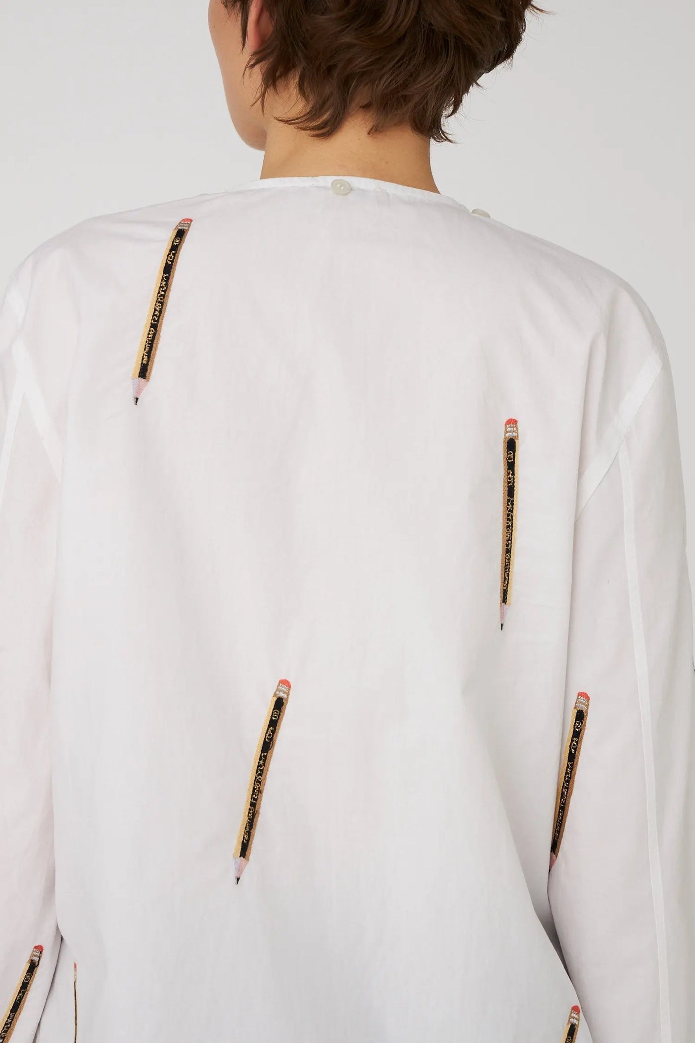 Embroidered Cotton Bow Shirt White