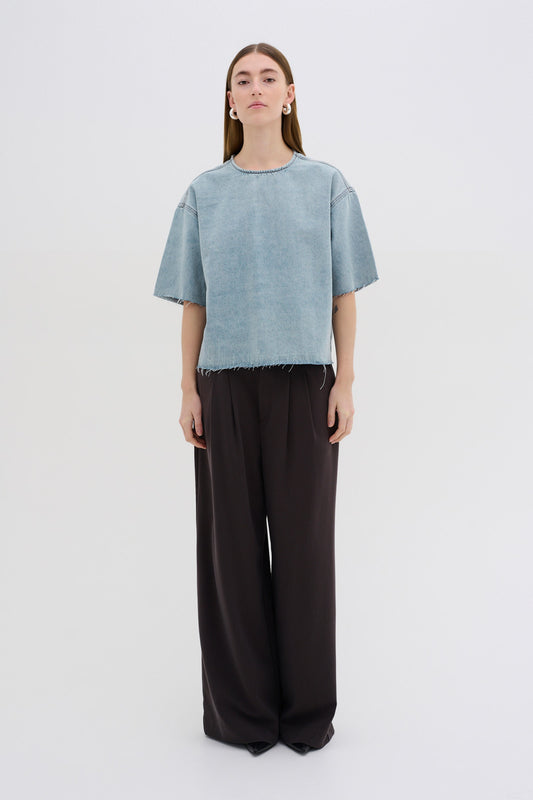 MWLatti 144 Short Sleeved Blouse Light Blue Retro