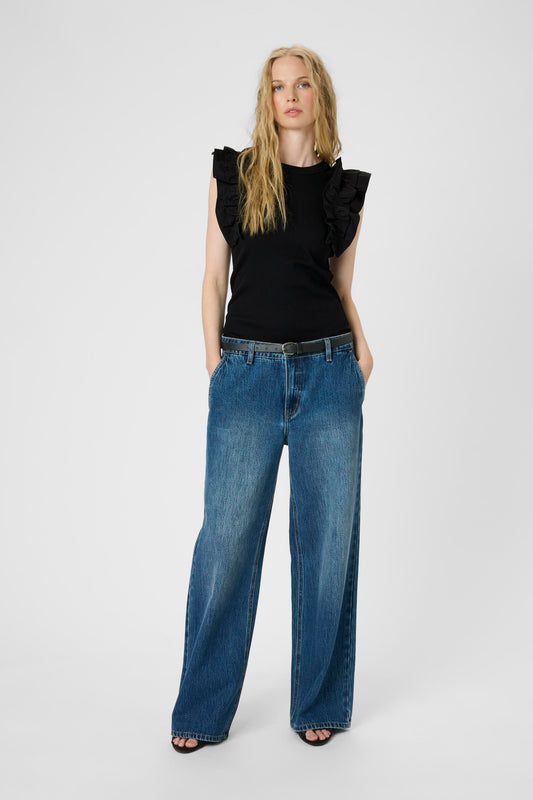 OdaKB Tank top with Frills Black