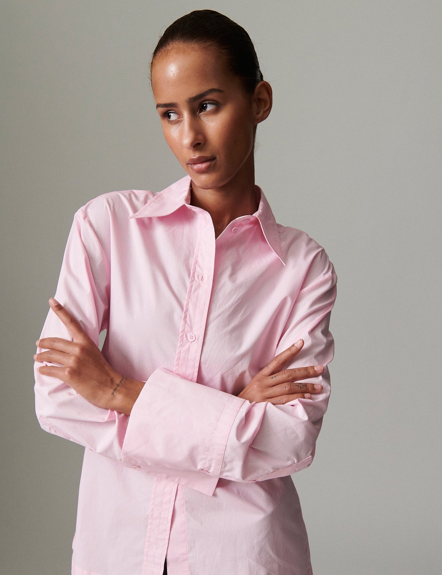 Hooper Solid Cotton Shirt Pink Lady
