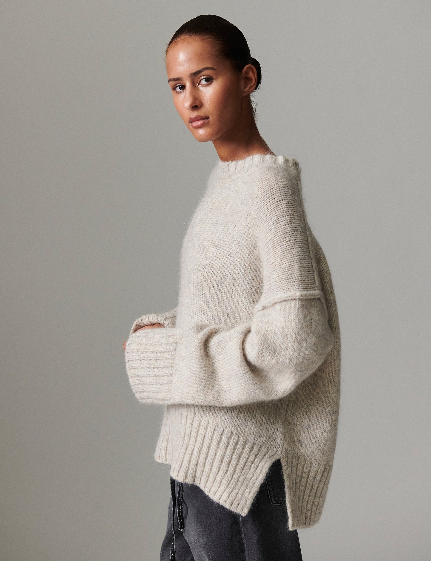 Josie - Soft Mohair Light Grey Melange
