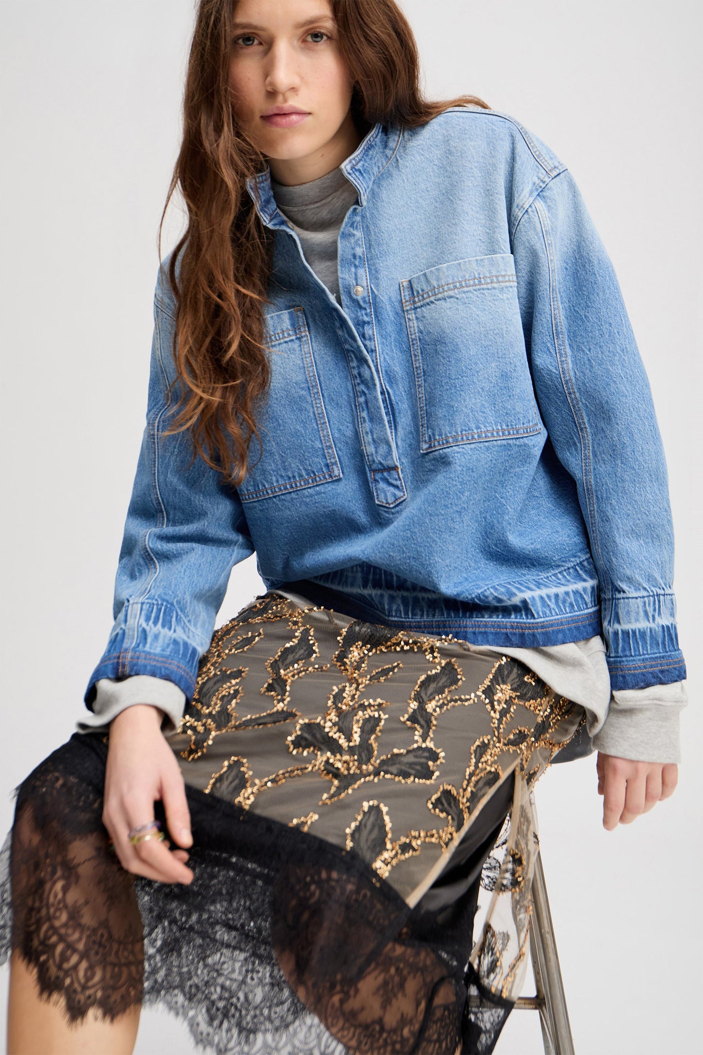 Luxa Denim Blouse Light Blue