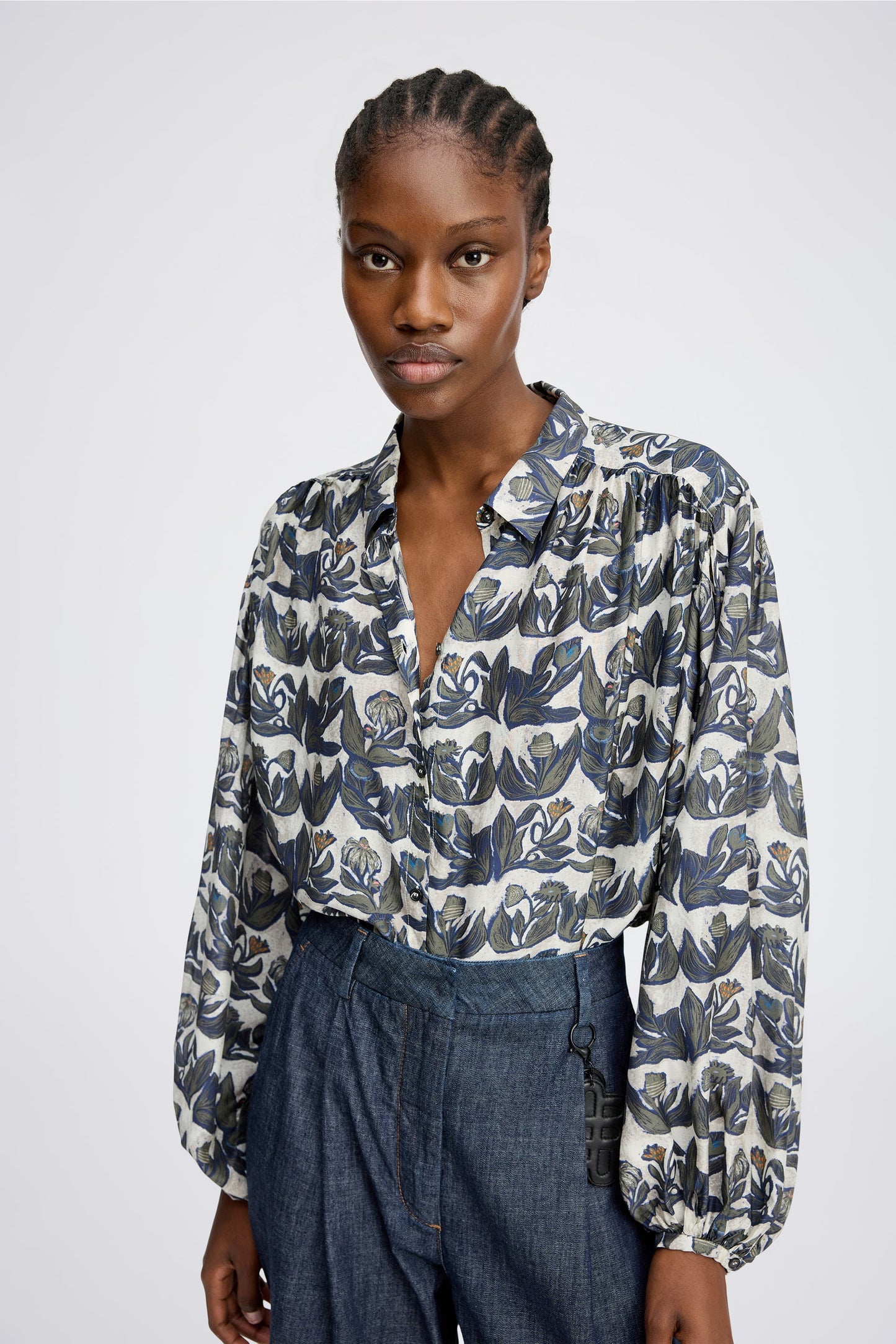 Lynx Floral Shirt Mixed Blue