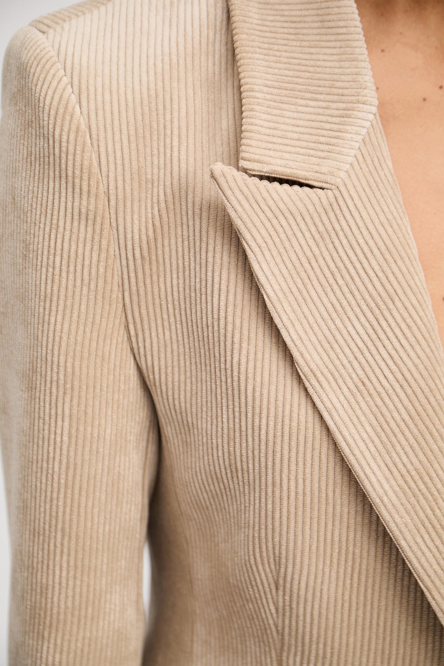 Lawo Fitted Corduroy Blazer Latte