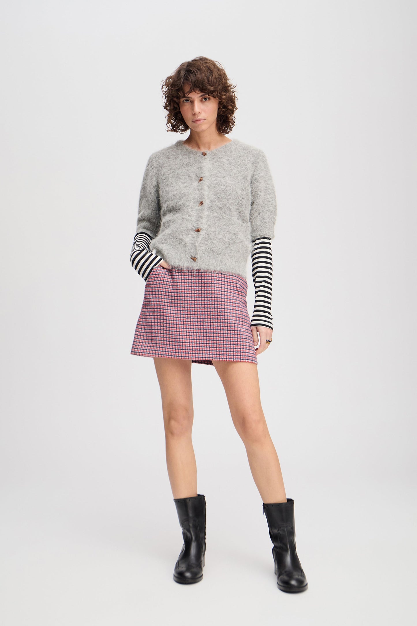 Locca Short Sleeved Alpaca Cardigan Grey