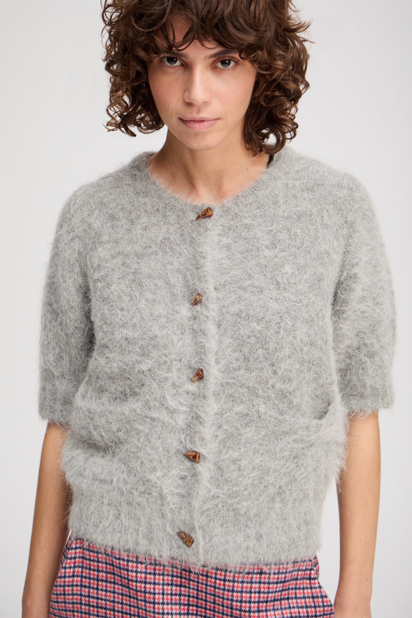 Locca Short Sleeved Alpaca Cardigan Grey