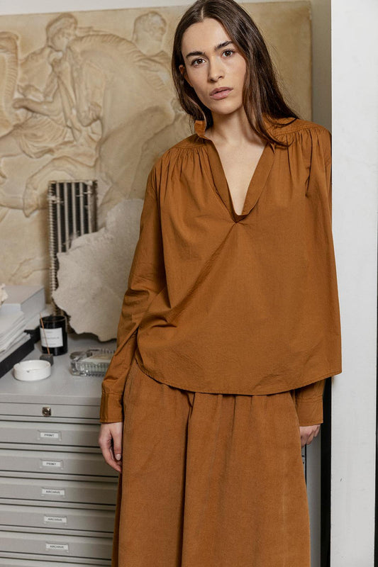 Helen Cotton Blouse Bronze