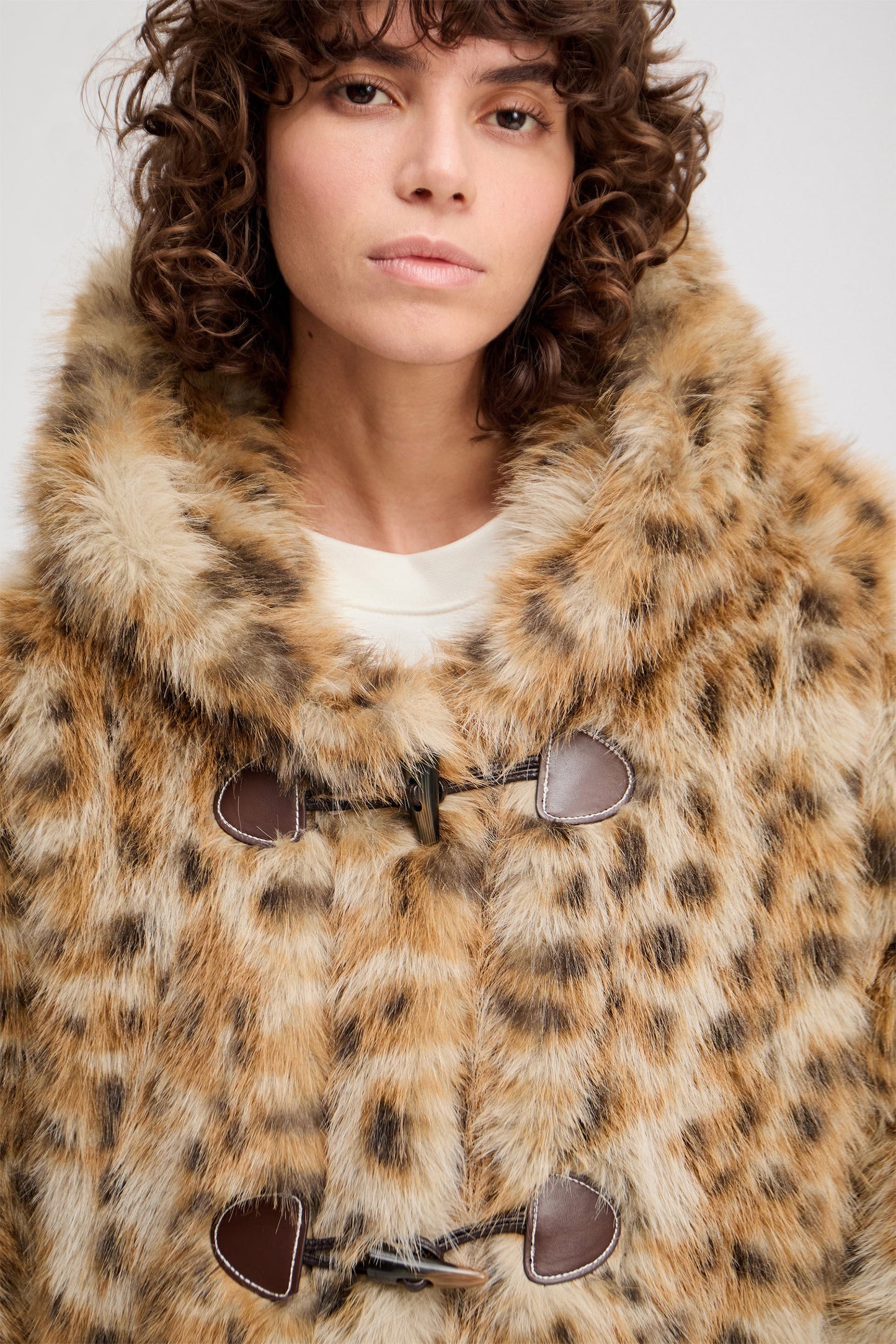 Lessiah Faux Fur Duffel Coat Camel