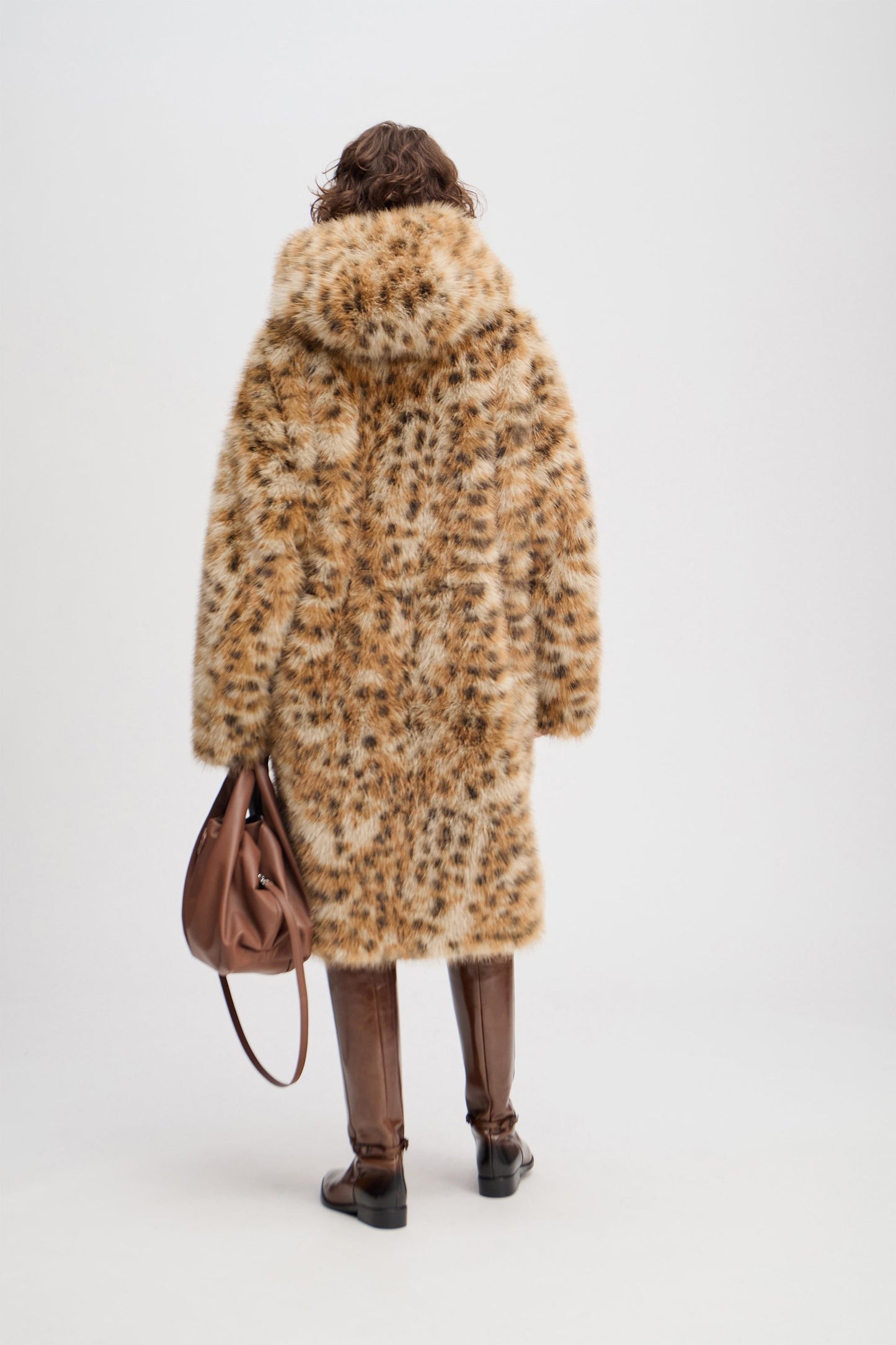 Lessiah Faux Fur Duffel Coat Camel