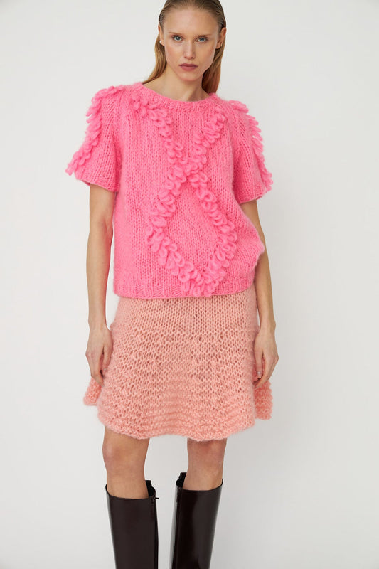 Estelle Diamond Short Sleeved Jumper Fluo Pink